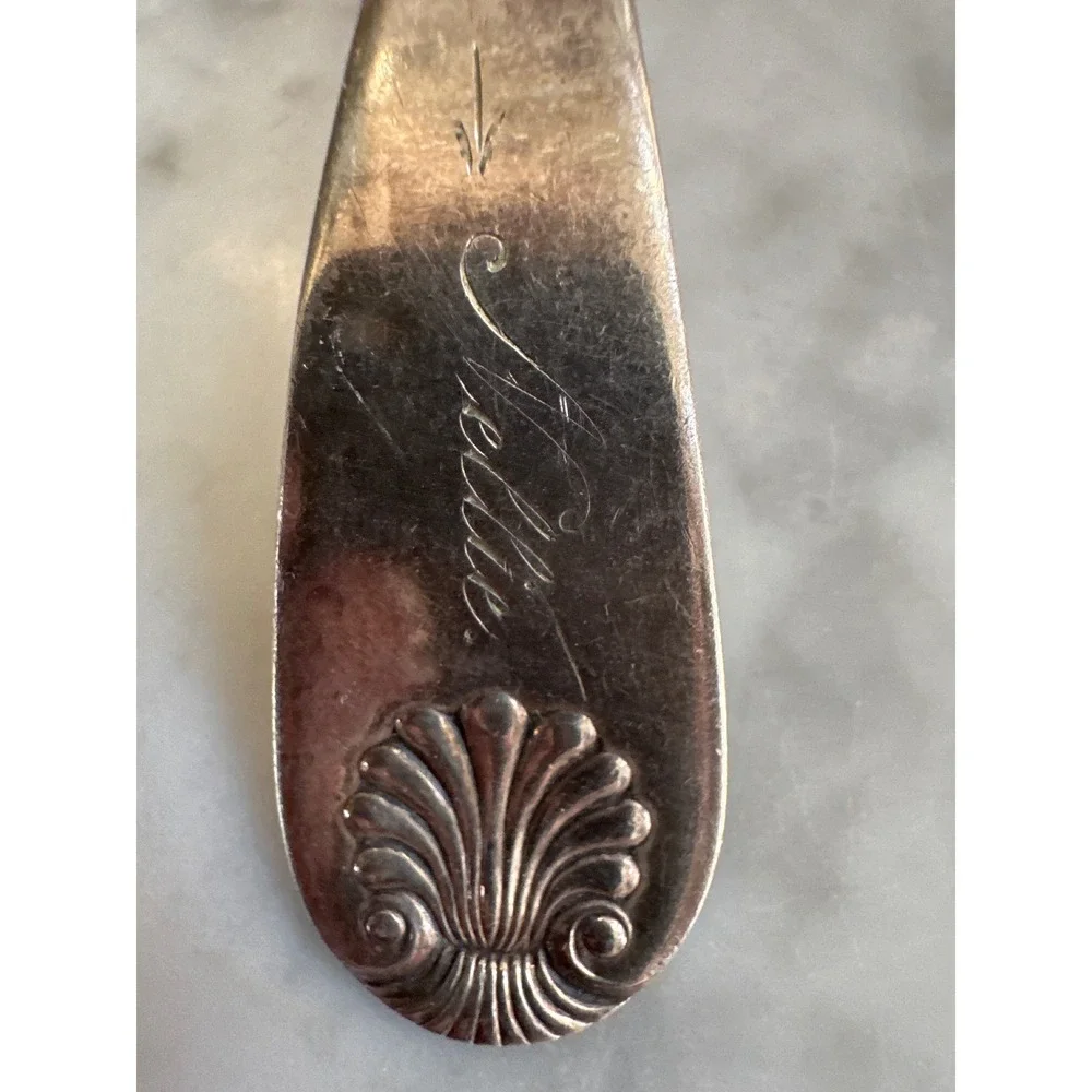 Antique AF Towle & Son Silverplate Cream Ladle Engraved Nellie XXS Pre-1902
